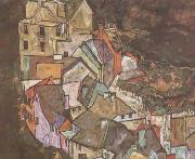 Egon Schiele Edge of Town (Kruman Town Crescent III) (mk12) France oil painting artist